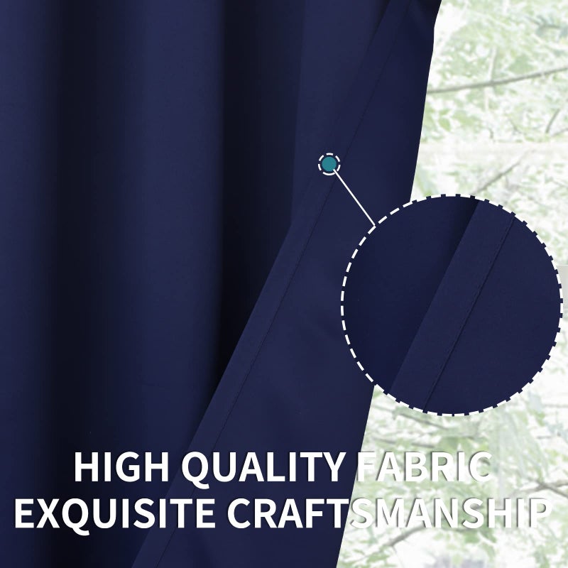 BGment Rod Pocket Blackout Curtains 84 Inches Long for Bedroom - Thermal Insulated Room Darkening Drapes with Rod Pocket Privacy for Living Room, 52 x 84 Inch, 2 Panels, Navy Blue - Image 5